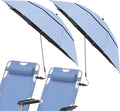 2 Pack 40.9'' Beach Chair Umbrella with 360° Adjustable Canopy & 270° Flexible Clamp, Double Canopy Sun Protection for Wheelchair, Patio, Golf Cart, Camping
