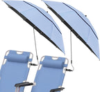 2 Pack 40.9'' Beach Chair Umbrella with 360° Adjustable Canopy & 270° Flexible Clamp, Double Canopy Sun Protection for Wheelchair, Patio, Golf Cart, Camping