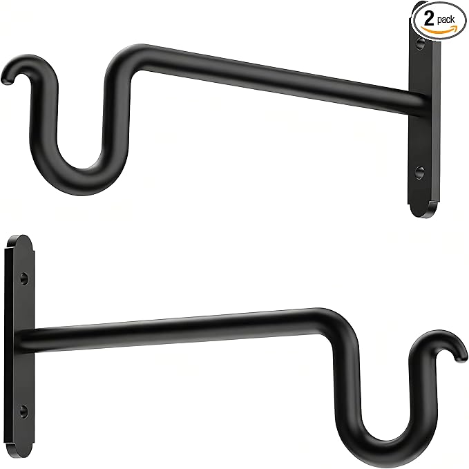 Hanging Plant Brackets 8 Inch - 2 Pack Plant Hanger for Hanging Plants, Heavy Duty Plant Hook for Hanging Bird Feeders, Flower Baskets, Wind Chimes, Lanterns, Indoor or Outdoor.