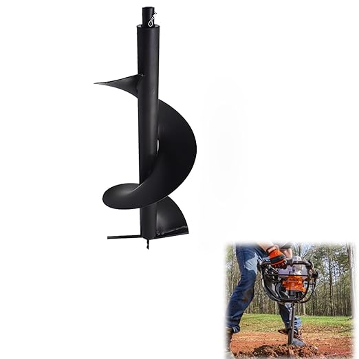 12-in Earth Auger Drill Bit, Garden Plant Flower Auger Rapid Planter Compatible Gas Powered Post Fence Hole Digger with 3/4 Shaft