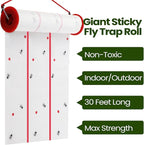 Qualirey Giant Sticky Fly Traps, Fly Strips for Indoor Outdoor Hanging Flying Tapes Non Toxic Ribbon Fruit Gnat Killer for Mosquito Plants House Horse Stable(295.3ft,White,10 Pcs)