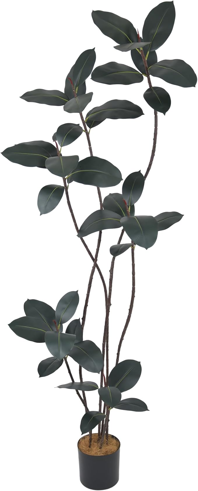 Artificial Rubber Tree 7FT(84in) Tall Faux Trees with Realistic Leaves, Fake Rubber Floor Potted Artificial Plants for Home Office Living Room Indoor Outdoor Decor (7feet,1Pack)