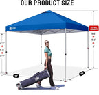 CROWN SHADES 12x12 Pop Up Canopy Outside Canopy, Patented One Push Tent Canopy with Wheeled Carry Bag, Bonus 8 Stakes and 4 Ropes, Blue