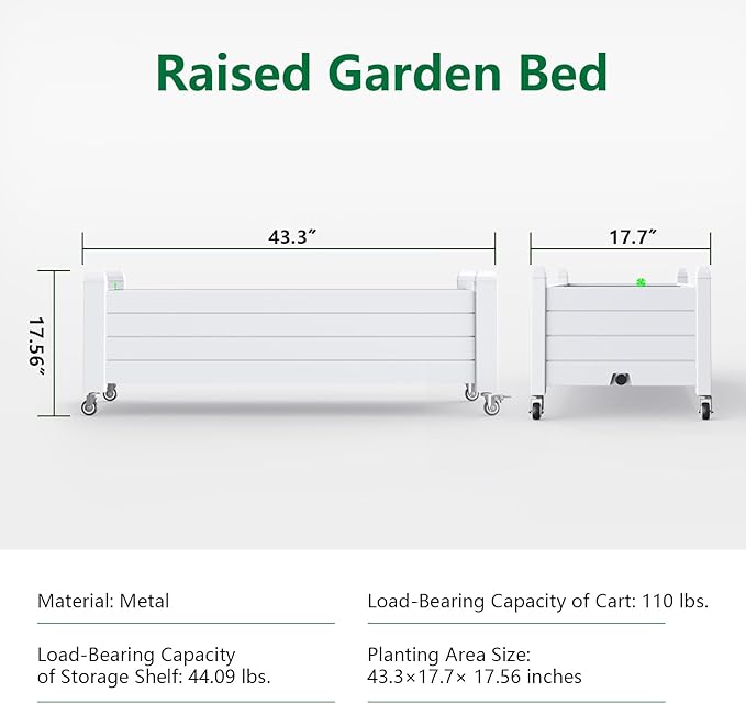 Durable Resin Raised Garden Bed with Drainage Holes & Reinforced Corners - Lightweight Flower Boxes Outdoor for Vegetables, Herbs, and Patio Garden Enclosure System (Ashen, 43.31*17.72*17.56)