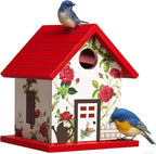 CEDAR ALPHA 2026 Spring Melody Bird House, Composite Material Nesting Box, Hanging Birdhouse for Blue Bird, Squirrel Proof Birdhouse for Outside, 10 Years Weatherable Pole Mountable Bird House (Red)