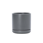 D'vine Dev 3.5 Inch Ceramic Planter Pot with Drainage Hole and Saucer, Indoor Cylinder Round Planter Pot, Speckled Grey, 94-O-A-3