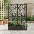 Metal Planter Box with Trellis, Tall Raised Garden Bed for Patio, Outdoor Privacy Planters for Climbing Plants, Vegetables, Fruits, Balcony, Outside, 62.4 x 12.2 x 44.6 Inch, Black