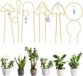 6Pack Small Trellis for Potted Plants Indoor with Crystal Sun Catcher, Golden Metal Plant Stake for Home Window Garden, Plant Accessories Indoor Decoration (Gold)