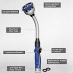 RESTMO Watering Wand Heavy Duty, Metal Garden Hose Wand with 10 Spray Patterns, 15-Inch Long Hose Nozzle Sprayer with Thumb Flow Control, Ideal to Water Hanging Baskets and Shrubs, Blue