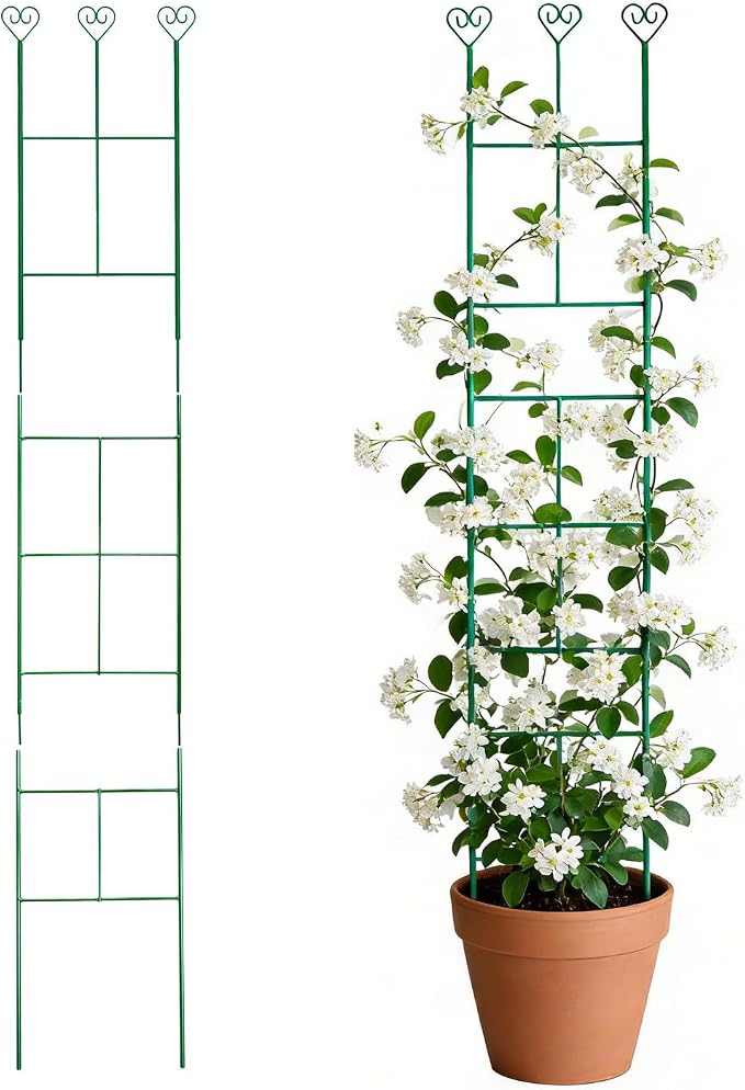 46 inch Plant Trellis for Climbing Plants, Metal Garden Trellis for Potted Houseplants Indoor & Outdoor, Rustproof Plant Support for Ivy Pothos Monstera Hoya Flower Vine, 1Pcs, Green