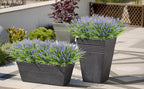 obbsie 36 Bundles Artificial Plants Outdoor, 18.2" UV Resistant Faux Monkey Grass Greenery Stems No Fade Faux Plastic Flowers Shrubs for Home Weddings Garden Porch Front Patio Office Decor - Purple