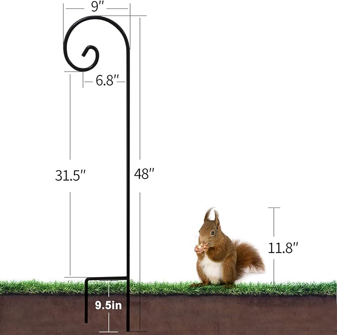 BEAU JARDIN Shepherd Hook 48 Inch 2 Pack No Assembly Required 2/5 Inch Heavy Duty Solid Metal Hanging Pole for Outdoor Garden Plant,Bird Feeder,Lanterns,Wedding Decor,Plant Baskets Wind Chimes