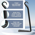 FEED GARDEN 2 Pack 12 Inch Hanging Plant Bracket Wall Hooks Decorative Plant Hangers for Outdoor Hanging Bird Feeders, Wind Chimes, Plant Baskets, Black