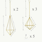 Geometric Hanging Tillandsia Holder Gold Metal Air Plant Holders for House Decor, Small Indoor Plants, Plant Lover Gifts (5Pcs)