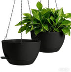 13-inch Oversized Hanging Planter Set of Two,Planters for Indoor and Outdoor Plants.Place Plant pots Across Diverse Settings Including windowsills,Living Room,and Gardens.Black