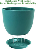 UOUZ 12inch Large Plant Pot, Modern Plastic Planter with High Driange Holes and Saucer for Indoor Outdoor Garden Plants and Flowers, Black with Green Speckles
