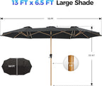 SUPERJARE 13FT Outdoor Umbrella for Patio, Double sided Pool Umbrellas with Fade Resistant Canopy, Large Table Umbrella for Deck, Market, Backyard - Black