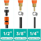 All Metal Replacement Sprayer Wand, 1/4" & 3/8" Brass Barb Sprayer Wand with Stainless Steel Shut off Valve & 2 Hose Clamps (29 Inches)