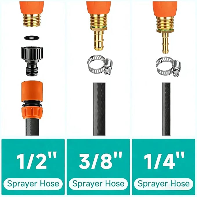 All Metal Replacement Sprayer Wand, 1/4" & 3/8" Brass Barb Sprayer Wand with Stainless Steel Shut off Valve & 2 Hose Clamps (29 Inches)