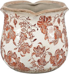 Vintage Ceramic Planter, Vintage Planter Pot with Floral Edges, Ice Crack Flower Pot with Drainge Hole Decorative Planter for Indoor and Outdoor Tuscan Decor Vase Gardening Gift