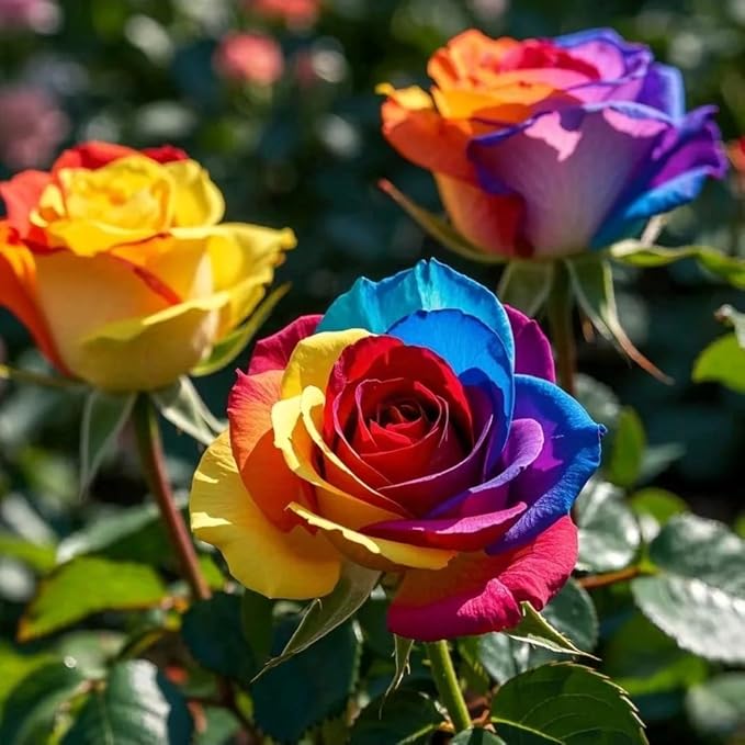 30+ Rare Rainbow Rose Seeds for Planting – Perennial Rosa Flower Seed, Ornamental Bush Variety for Garden Beds, Borders and Outdoor Landscape