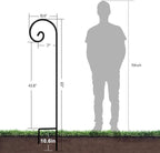 BEAU JARDIN 4 Pack Shepherds Hook 65 inch One Piece Structure No Assembly Required 1/2in Solid Shepards Hook for Outdoor Garden Plants Hummingbird Bird Feeders Pole Lanterns Heavy Duty