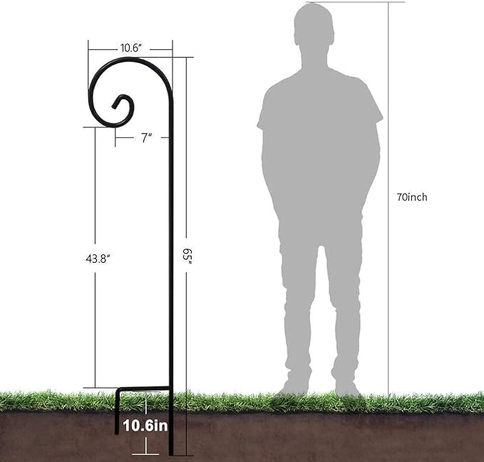 BEAU JARDIN 4 Pack Shepherds Hook 65 inch One Piece Structure No Assembly Required 1/2in Solid Shepards Hook for Outdoor Garden Plants Hummingbird Bird Feeders Pole Lanterns Heavy Duty