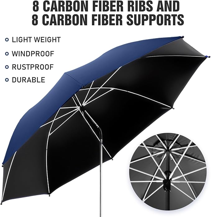 2 PACK Beach Umbrella with Clamp, 360 ° Adjustable Umbrellas for Chair, UPF50+ Umbrella for Beach Chair, Patio Chair, Wheelchair, Camping Chair, Golf Carts (Chair Not Included)
