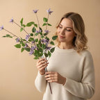 4pcs Blue Purple Artificial Clematis Flower Branches Greenery Stems, 29.5" Long Stem Realistic Silk Faux Flower Plants for Vase, Home Wedding Office Table Centerpiece Decor