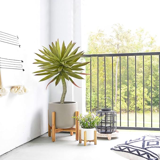 Briful Large Fake Agave Plants 2.76ft/33in Tall Artificial Yucca Plants in Black Pot Outdoor Faux Agave Plant for Home Decor Office Fornt Porch Balcony Living Room Decor