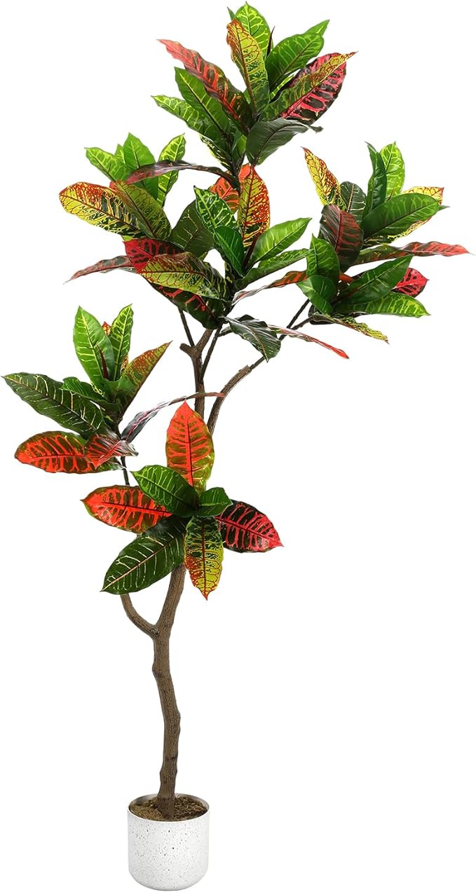 Garvee Fiddle Leaf Fig Tree Artificial, 4.9 ft Tall Lifelike Faux Tree with Black Pot, Large Fake Potted Decorative Plant for Indoor Home Office Decor, Housewarming Gift