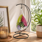 Creations by Nathalie DIY 7" DIY Teardrop Terrarium Kit - Build Your Own Glass Terrarium for Adults & Teens with Moss, Crystals, Tools & Decorative Figurine - Mini Ecosystem (Plant Not Included)