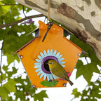 DREAMSOUL 37" Bird Houses for Outside, Hanging Bird House with 3D Design Metal Birdhouse Pole for Patio Yard Garden