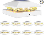 VOLISUN 4x4 Solar Cap Light 8pack, Solar Fence - Post Lights Outdoor Waterproof for Wood/Vinyl, White Deck Cap Light Solar Powered with Warm White for Garden/Patio/Porch