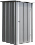 Patiowell 3x3 FT Storage Shed, Outdoor Metal Small Sheds with Lockable Door and Sloping Roof, Waterproof Outside Utility Garden Tool Shed for Patio Lawn Backyard, Gray