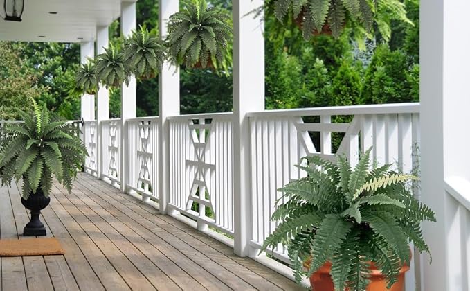 2 Pack Artificial Fern for Outdoors 33" Fake Boston Ferns Large Artificial Plants Faux Ferns for Front Porch Halls Indoors Gardens Churches Window Box Decorating