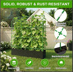 Large Cucumber Trellis with Grow Bag, 65" Tall Metal Garden Trellis for Climbing Plants Outdoor, Reusable Cucumber Trellis for Raised Bed with Netting for Tomatoes, Peas, Grapes Plant Support