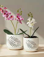 Set of 2 Orchid Pots with Holes, 5 and 6 Inch Ceramic Plant Pots for Plant Lovers – Great for Drainage & Airflow, Indoor/Outdoor Use, Perfect for Repotting
