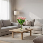 Mandy's Light Pink Artificial Tulips Flowers Centerpiece, 17.7" Lifelike PU Fake Floral Stems 6pcs for Kitchen Island & Dining Table, Spring Decor for Easter