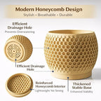 Plant Pots, Modern 3D Printed Honeycomb Planters for Indoor Plants, 4.7 Inch Wood Decorative Flower Pot for Office Desktop, Bookshelf & Home Decor, Lightweight & Durable.