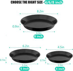 6 Pack Plant Saucer 4 6 8 Inch Plastic Plant Tray, Sturdy and Durable Flower Pot Container Accessories Plant Pot Saucers for Indoor and Outdoor (4 6 8 Inch, Black)