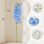 4PCS Faux Orchid Artificial Flowers, 35inch Long Stem Phalaenopsis Branches，Fake Orchid Flowers for Tall Vase Home Wedding Party Decoration (Light Blue)