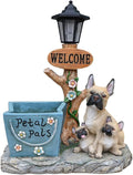 Animal Outdoor Statue Planter Solar Light Welcome Garden Sculpture Resin Flower Pot Decorative Porch Patio Yard Lawn Entryway Figurine with LED Lamp Rustic Plant Holder Ornament Courtyard (J)