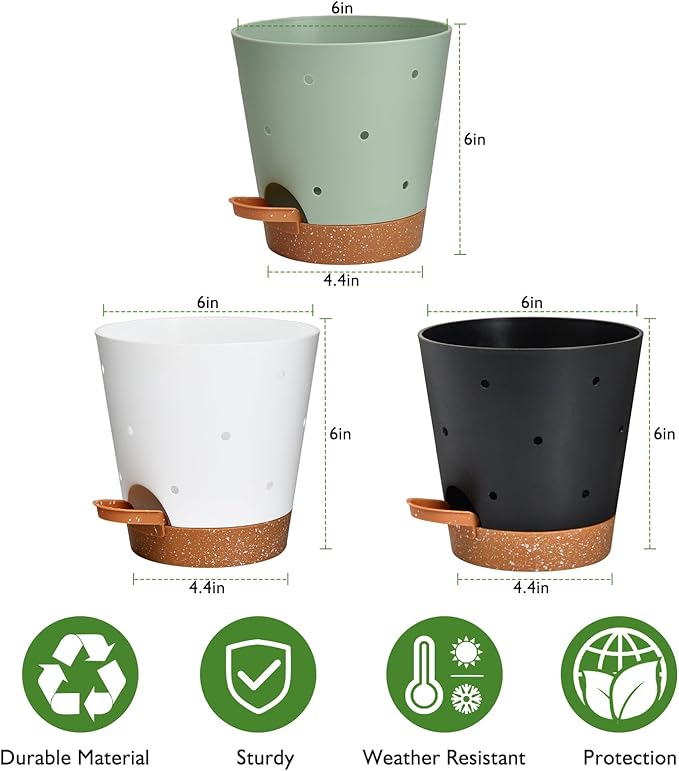 Vanslogreen Orchid Pots with Holes, 6 Inch Self Watering Orchid Pot 3 Pack Plastic Plant Pots for Orchid, Flower (Multicolor)