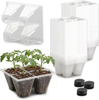 RooTrimmer 80 Pack Reusable 4-Cell Clear Seed Starter Trays - Extra Large Drainage Holes, Easy Transplant, Clear Transparent Tray for Root Observation, Seed Starting, Fits Standard 1020 Flats