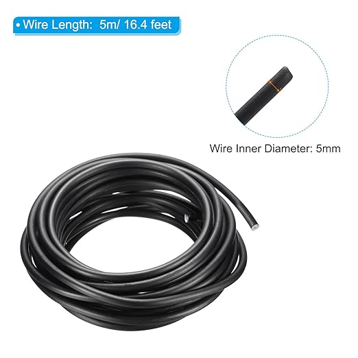 PATIKIL 5mm Bonsai Training Wire, 1 Roll Floral Wire Stems Anodized Aluminum Tree Wire 16.4 Feet Total for Gardening Branch Fixing, Black
