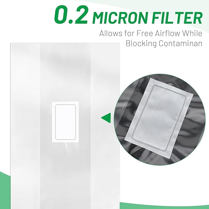 GREANER Mushroom Grow Bags 6 Mil, 9.8"x5.5"x25.6" Thick Autoclave Spawn Bags with Injection Port for Your Grain-25PCS