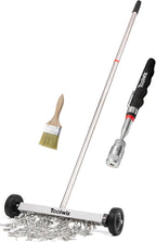 Toolwiz 15" Rolling Magnetic Sweeper 10lbs, with 8 lbs Telescopic Magnetic Pick Up tools with LED light– Telescoping Holder to Pick Up Nails Magnetic Sweeper for Construction