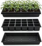 RooTrimmer 3 Inch Square Pots 2.9" Deep 18 Cell Seedling Trays with Water Collection Nursery 1020 Trays No Holes for Seeds Starting and Transplanting (20"x10",10 Sets)