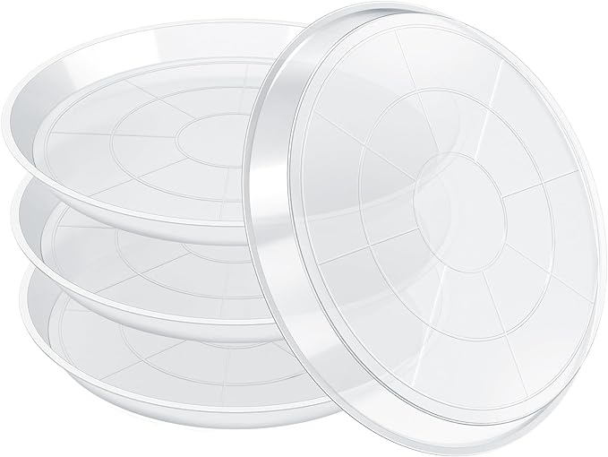 FUIJOL 4 Pack Clear Plant Saucer 20 Inch, Durable Plant Drip Trays Saucers for Pots, No Holes Water Catcher Trays for Indoor Outdoor Planter, Sturdy Base Plate(20", Clear)